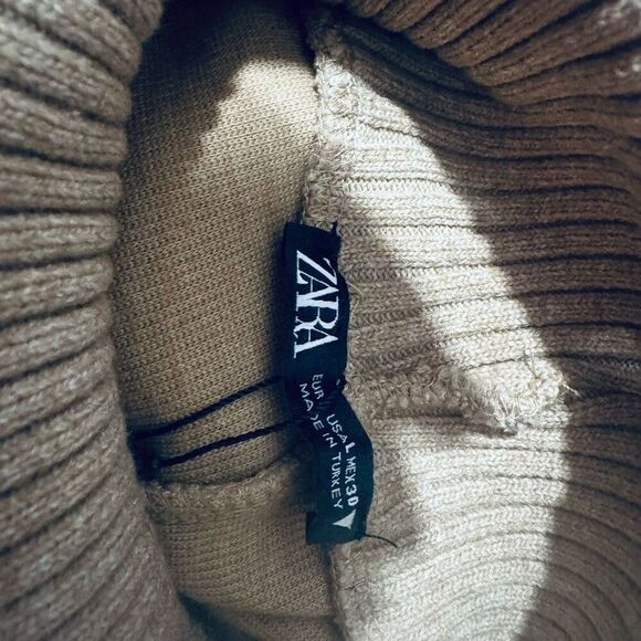 New ZARA turtle neck top color tan size large - Picture 7 of 8
